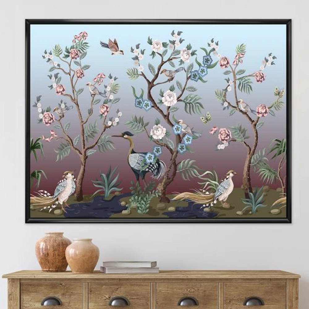 Toile « Chinoiserie with Birds and Peonies XI