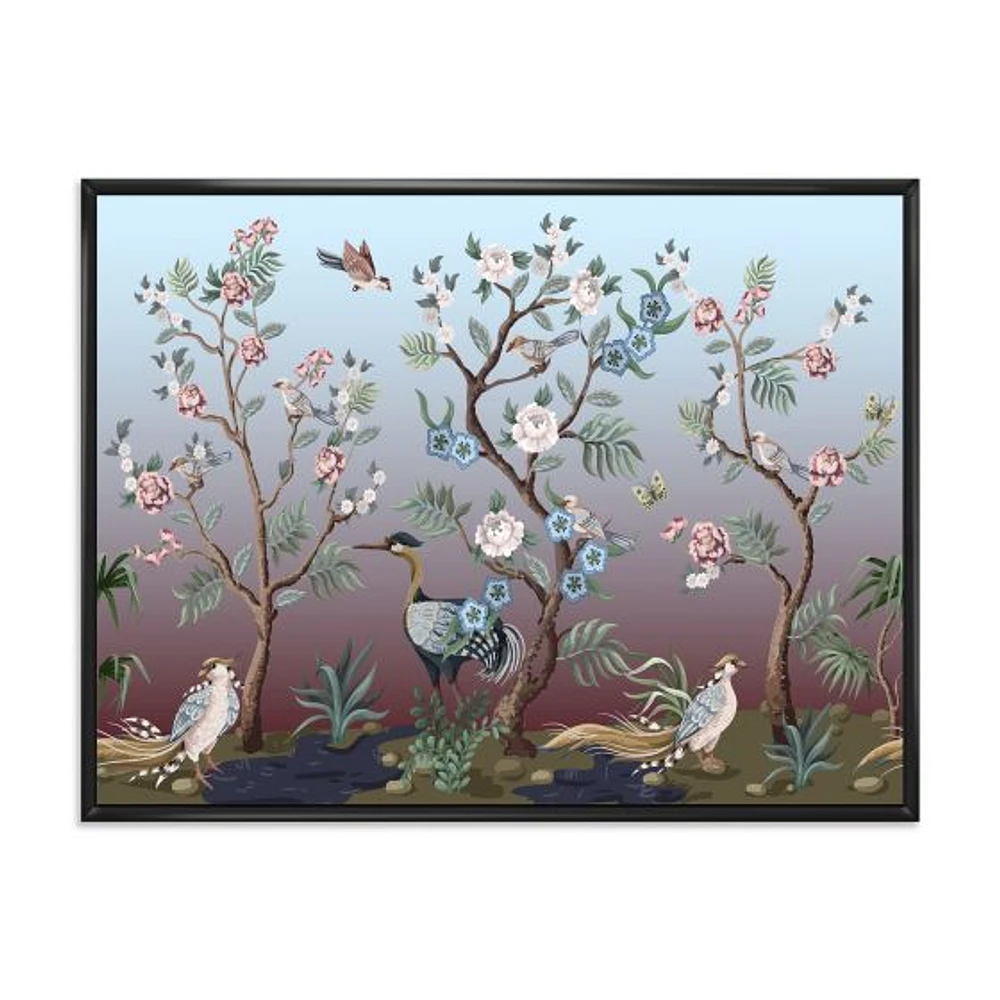 Toile « Chinoiserie with Birds and Peonies XI