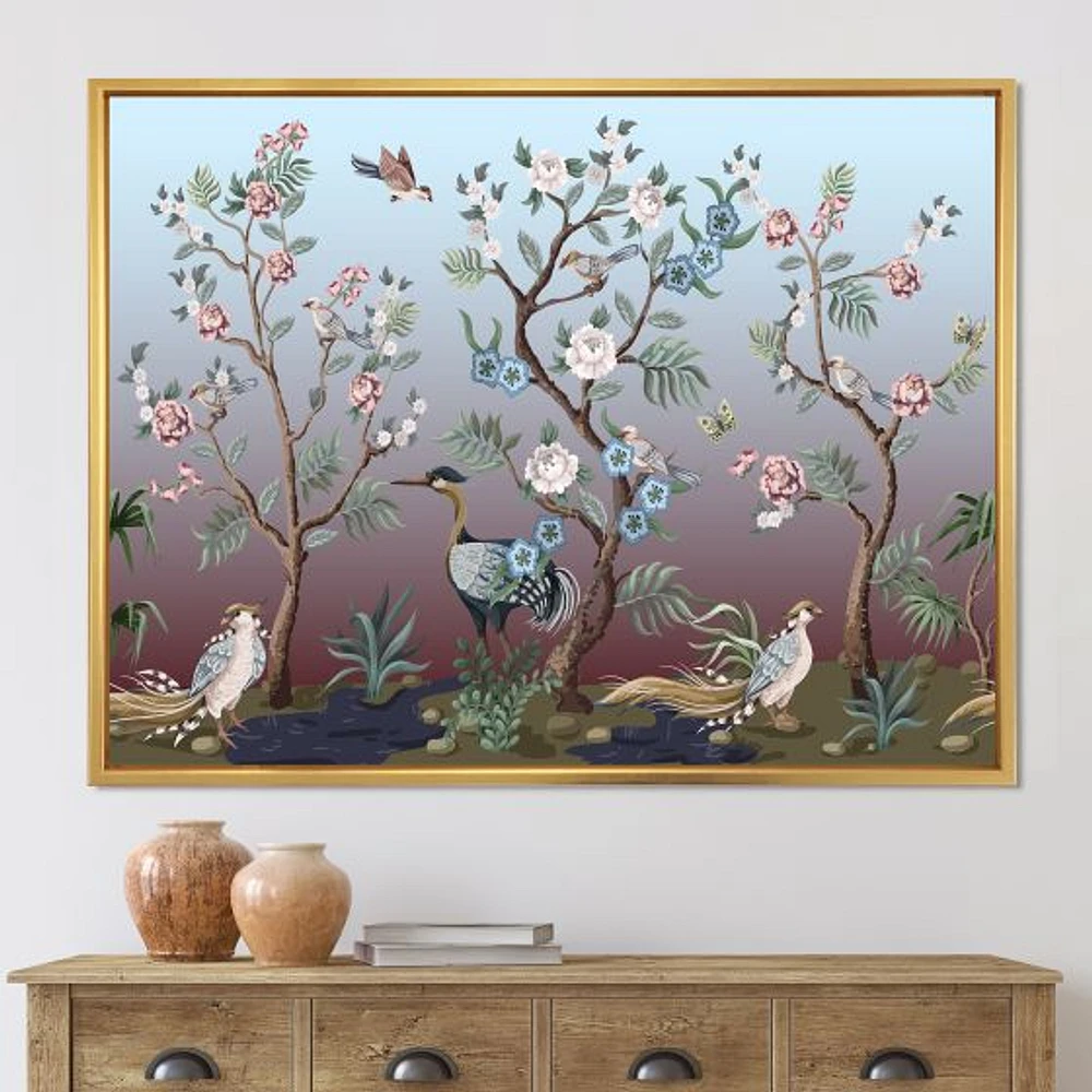 Toile « Chinoiserie with Birds and Peonies XI