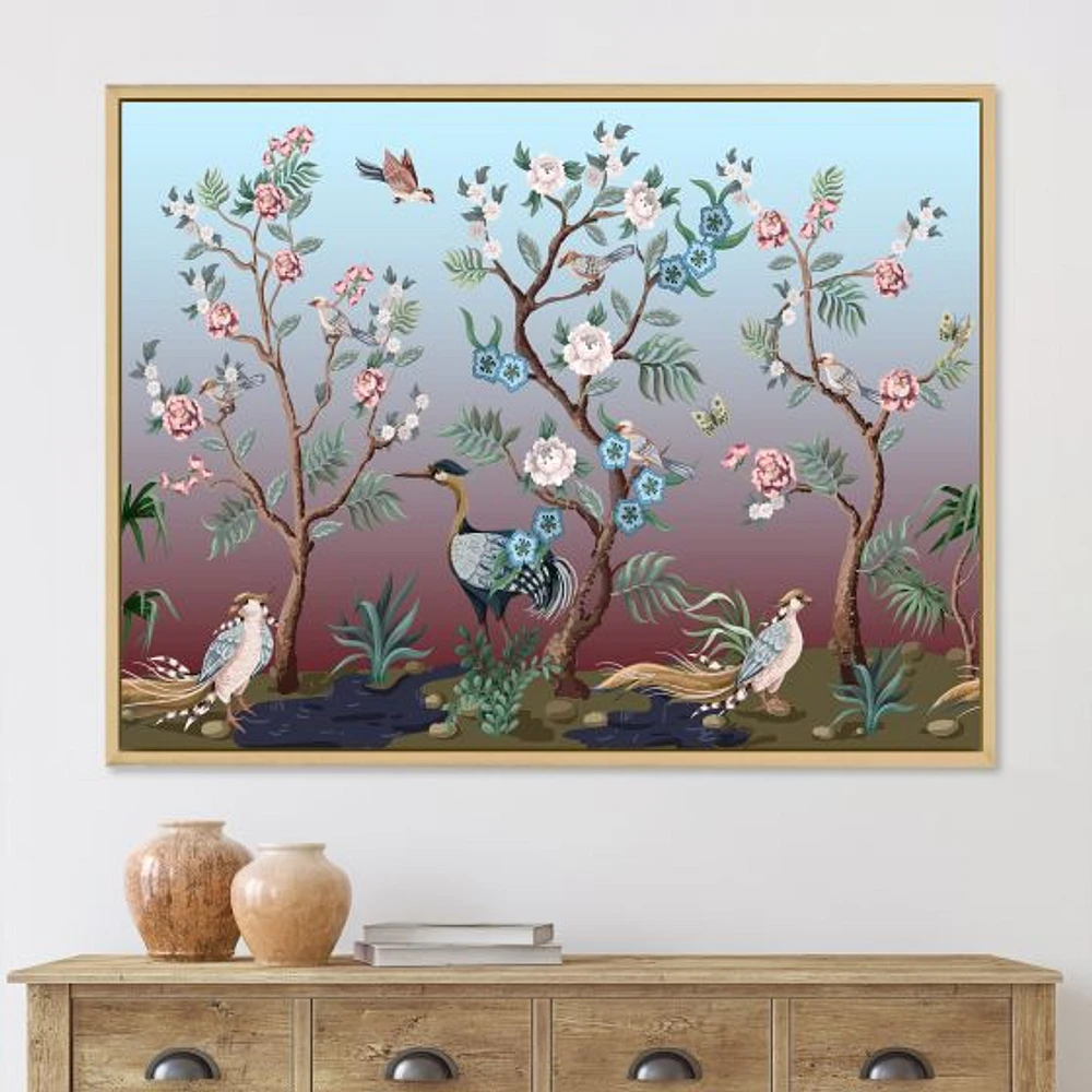 Chinoiserie with Birds and Peonies XI Wall Art