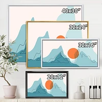 Red Moon Over Abstract Blue Mountains I  Wall Art