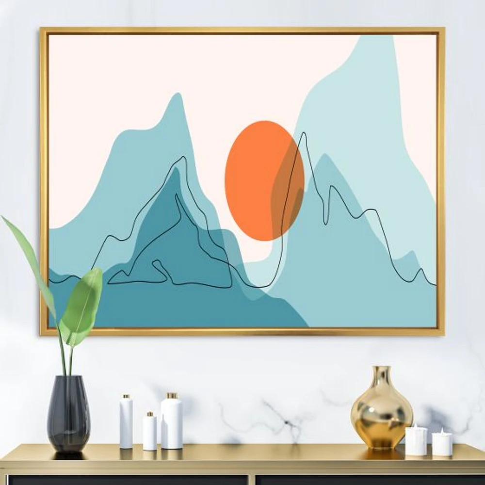 Toile « Red Moon Over Abstract Blue Mountains I