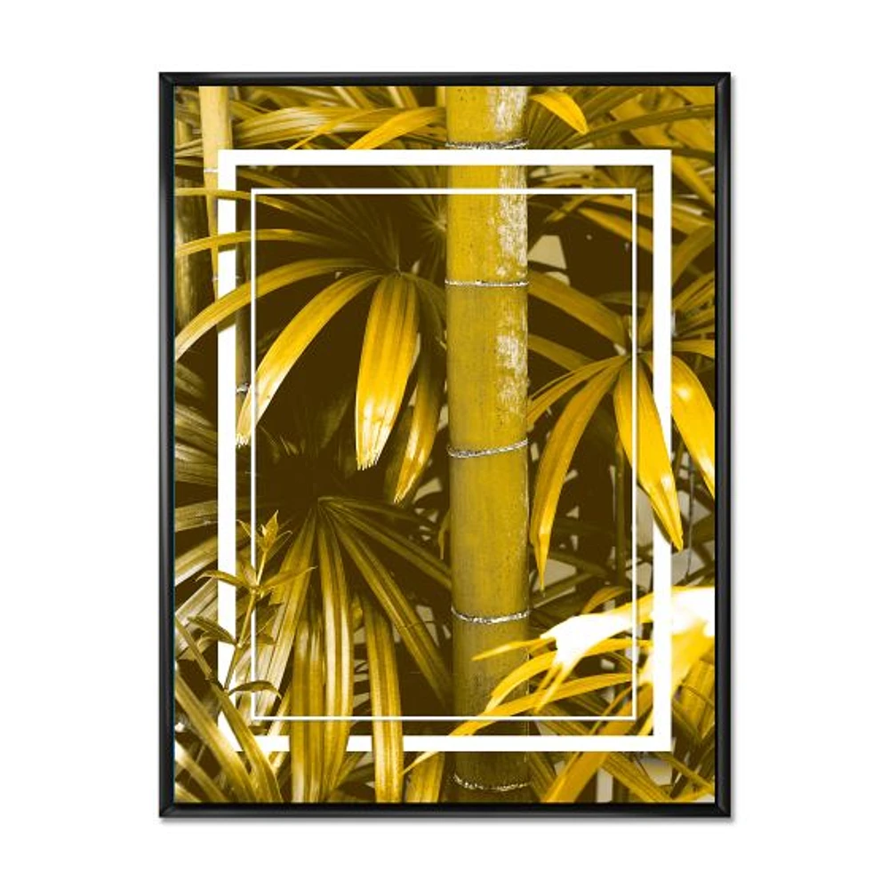 Yellow Bamboo and Tropical Leaves  Wall Art