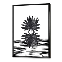 Black and White Tropical Leaf on Striped II  Wall Art