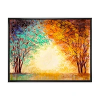 Toile « Alley Through The Park Autumn Sunset »