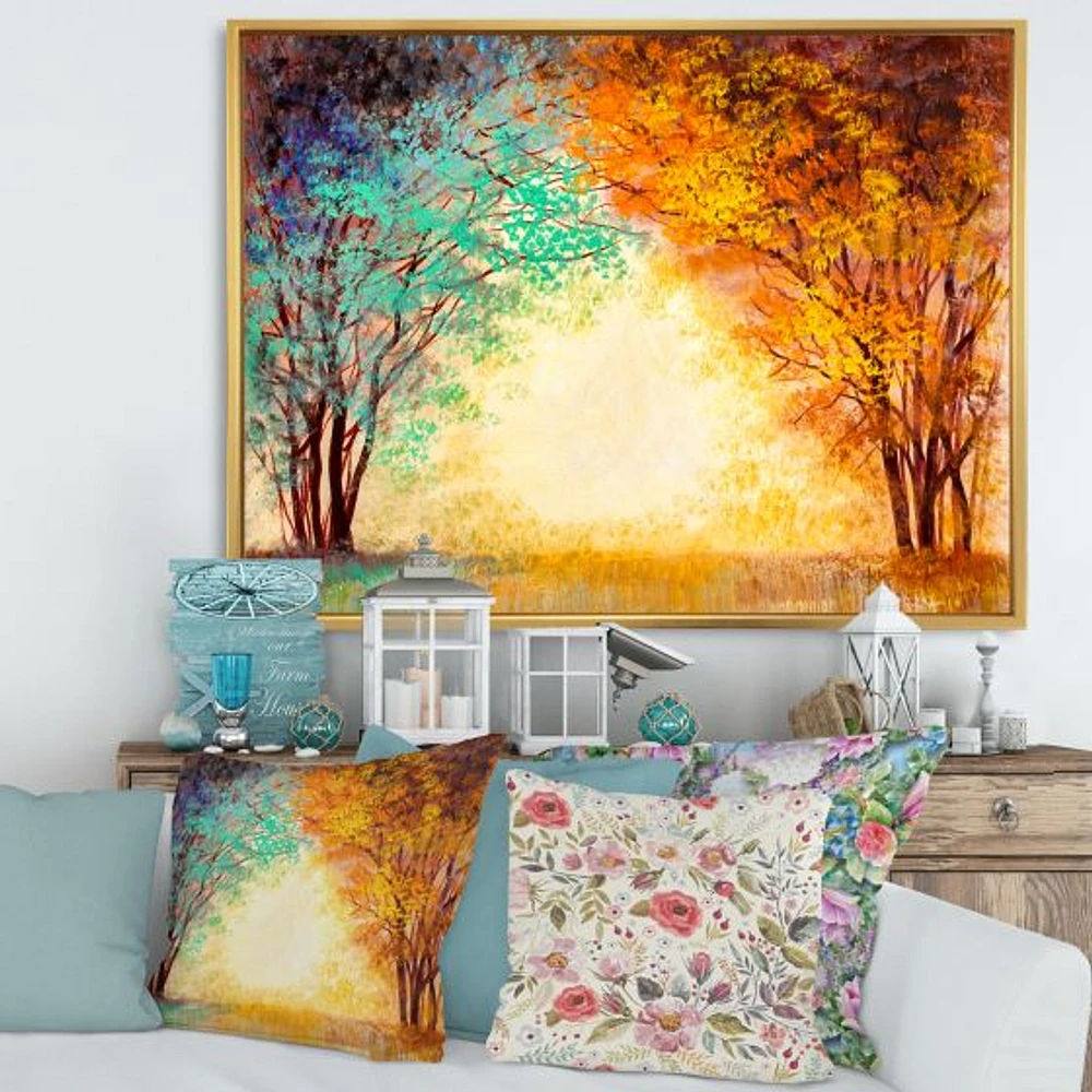 Alley Through The Park Autumn Sunset  Wall Art