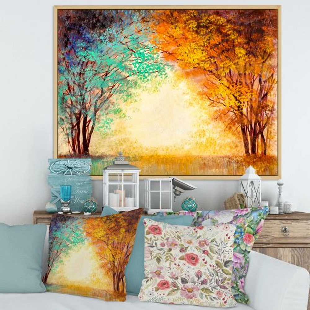 Alley Through The Park Autumn Sunset  Wall Art