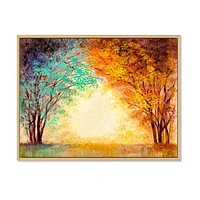 Toile « Alley Through The Park Autumn Sunset »