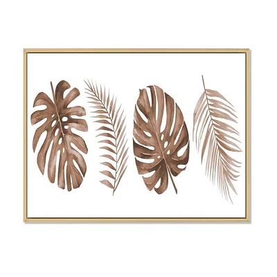 Tropical Monstera and Palm Leaf Terracotta  Wall Art