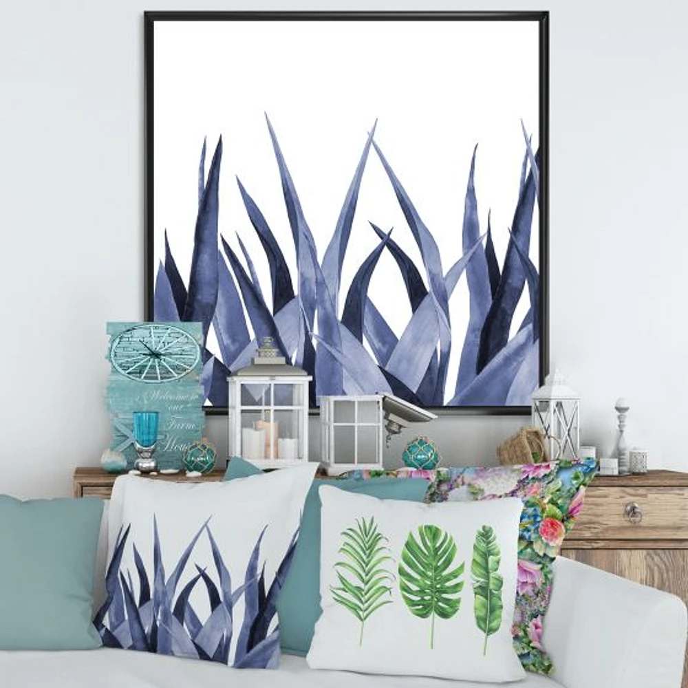 Toile imprimée « Navy Blue Agave Leaves »