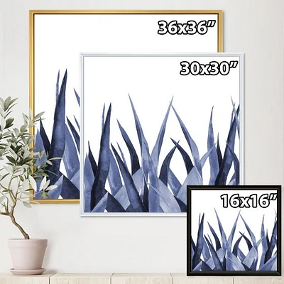 Navy Blue Agave Leaves  Wall Art