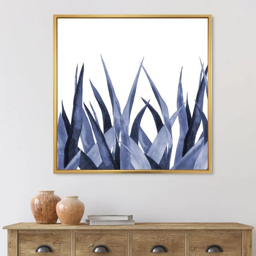 Toile imprimée « Navy Blue Agave Leaves »