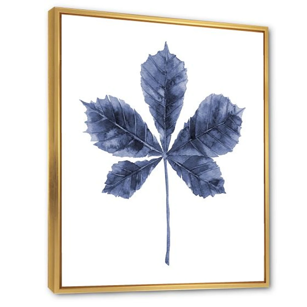 Navy Blue Chestnut Leaf  Wall Art