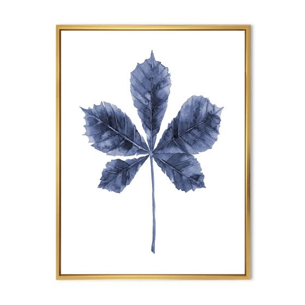 Navy Blue Chestnut Leaf  Wall Art