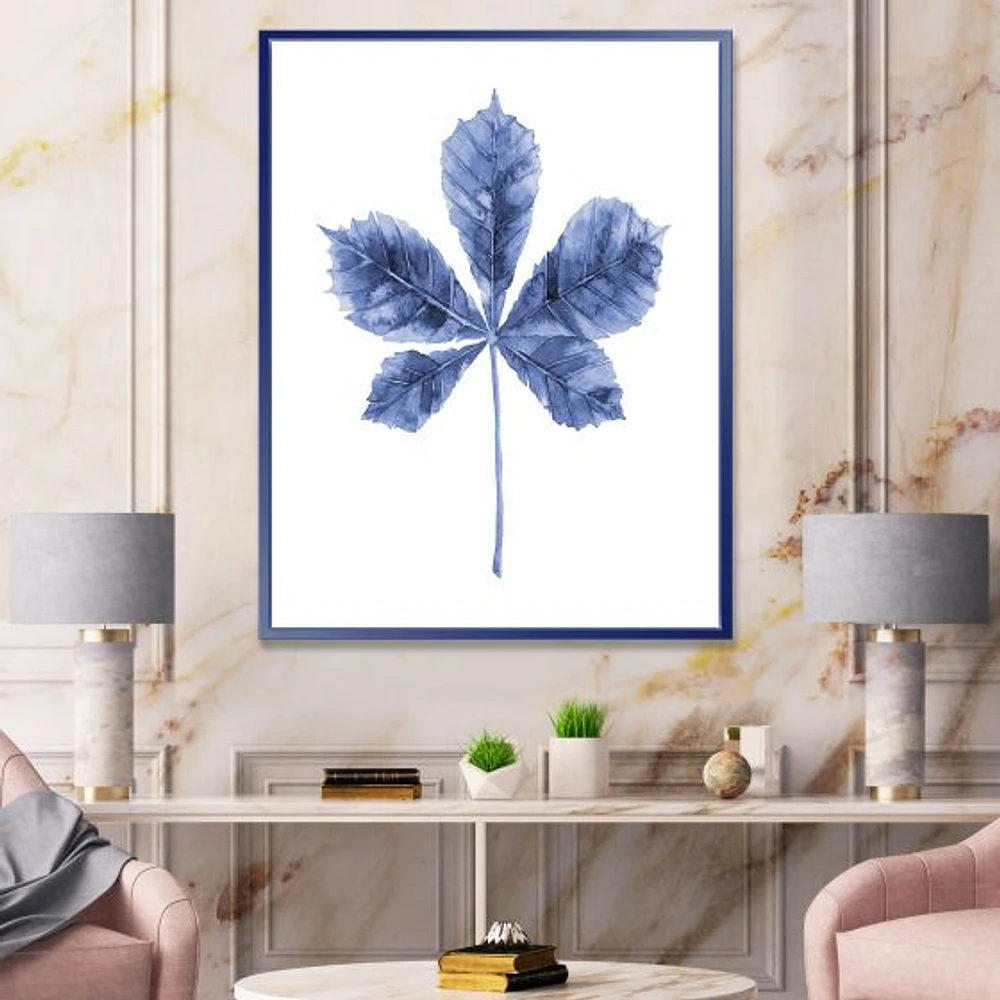 Navy Blue Chestnut Leaf  Wall Art