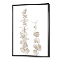 Beige Eucalyptus Branches on White  Wall Art