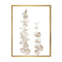 Toile « Beige Eucalyptus Branches on White »