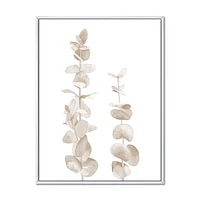 Toile « Beige Eucalyptus Branches on White »