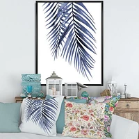 Toile « Blue Palm Leaves Abstract Tropical Branches »