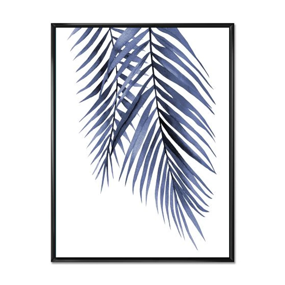 Toile « Blue Palm Leaves Abstract Tropical Branches »