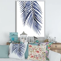 Toile « Blue Palm Leaves Abstract Tropical Branches »