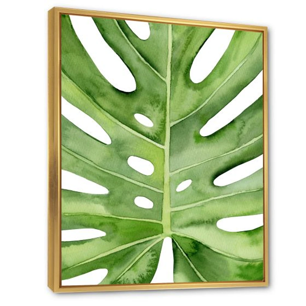 Toile « Green Monstera Leaf Tropical Palm Botanical Detail »