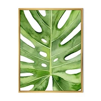 Toile « Green Monstera Leaf Tropical Palm Botanical Detail »