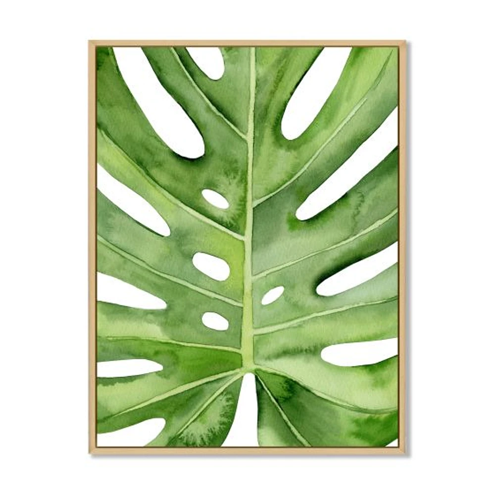 Toile « Green Monstera Leaf Tropical Palm Botanical Detail »