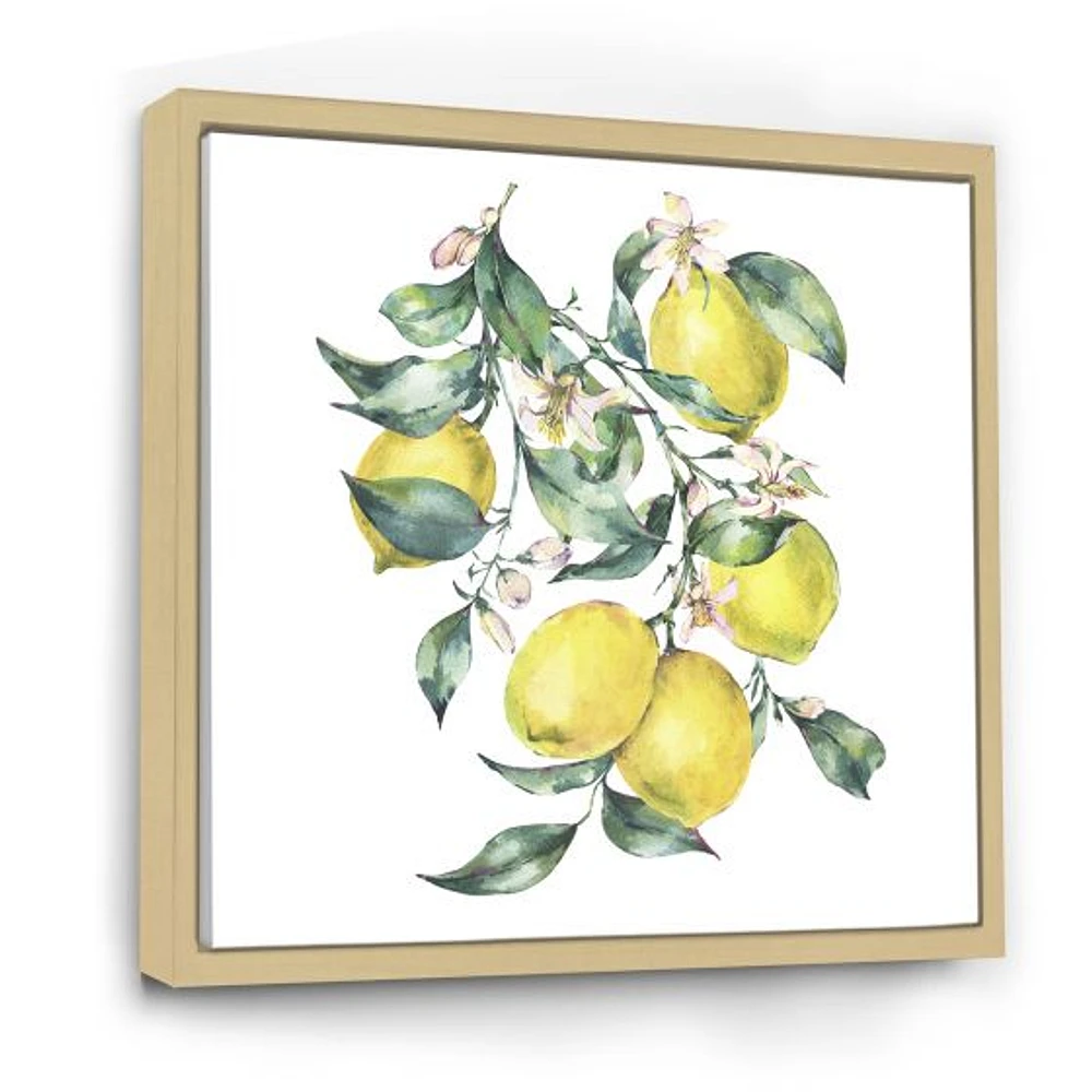 Branch of Yellow Lemons and Leaves I  Wall Art