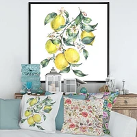 Branch of Yellow Lemons and Leaves I  Wall Art