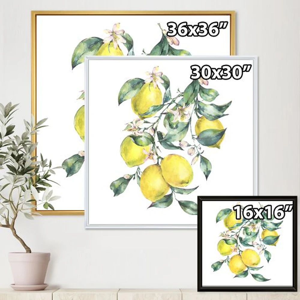 Branch of Yellow Lemons and Leaves I  Wall Art