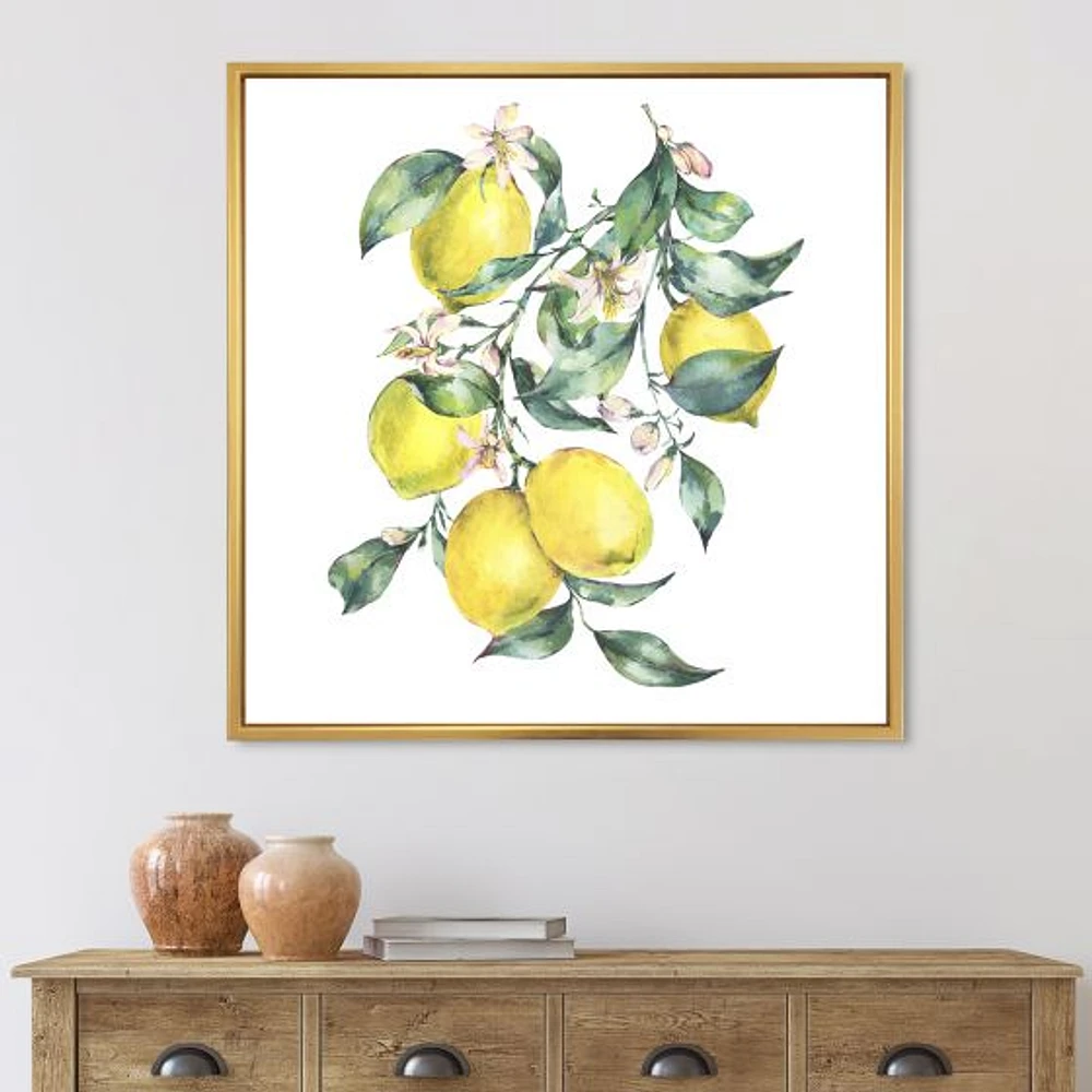 Branch of Yellow Lemons and Leaves I  Wall Art