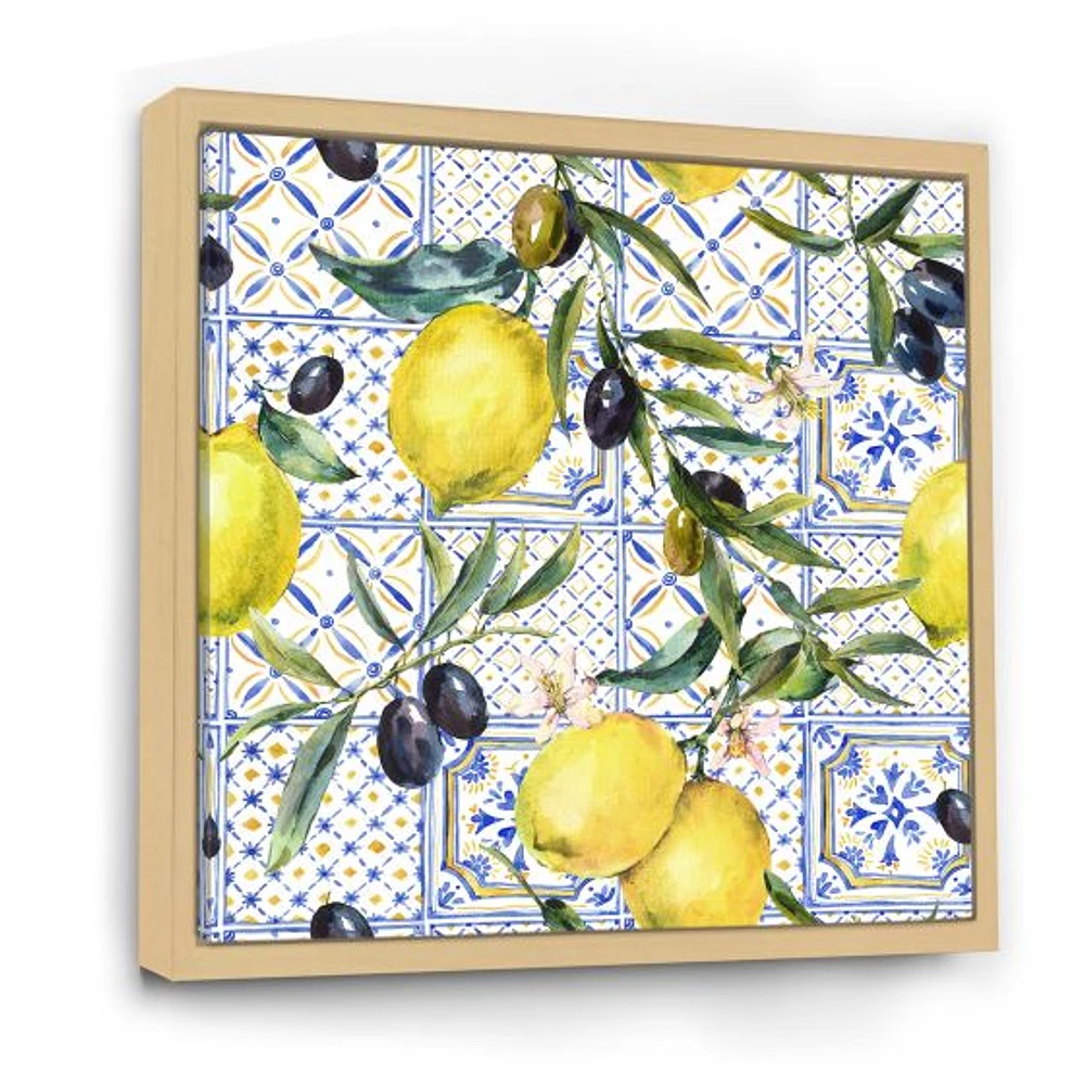 Toile « Lemon Ornament on Blue al Pattern III