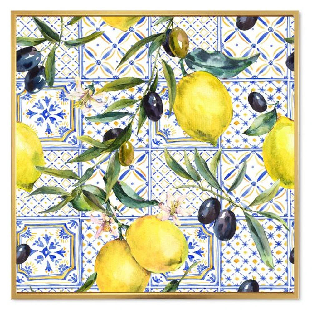 Toile « Lemon Ornament on Blue al Pattern III