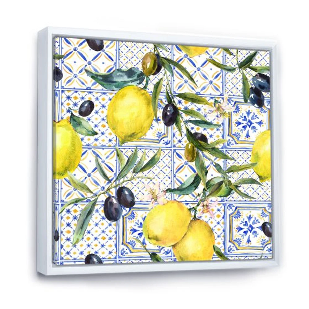 Toile « Lemon Ornament on Blue al Pattern III