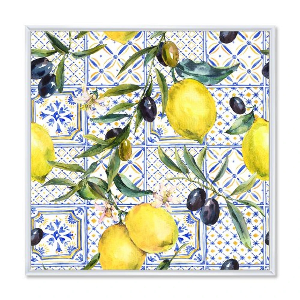 Toile « Lemon Ornament on Blue al Pattern III