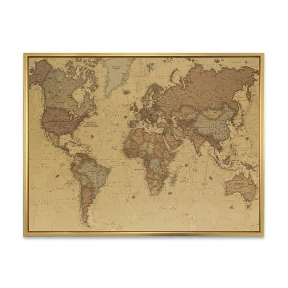 Ancient Map of The World III Canvas Wall Art