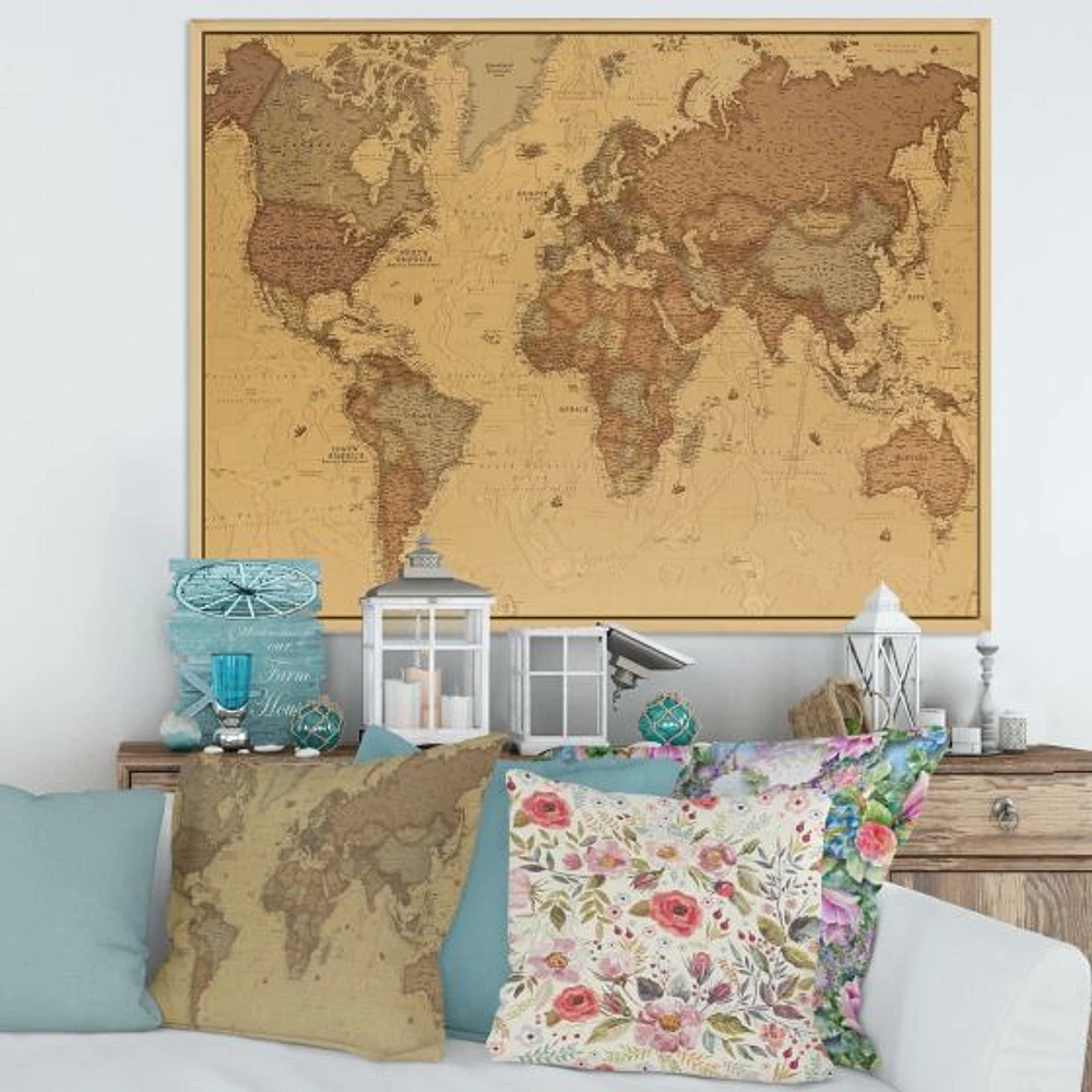 Ancient Map of The World III Canvas Wall Art