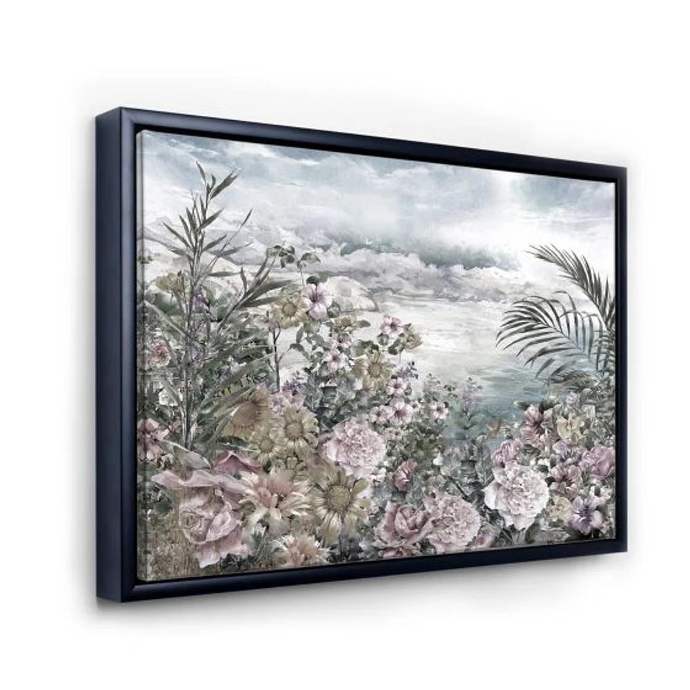 Retro Flowers by The Sea Side  Wall Art