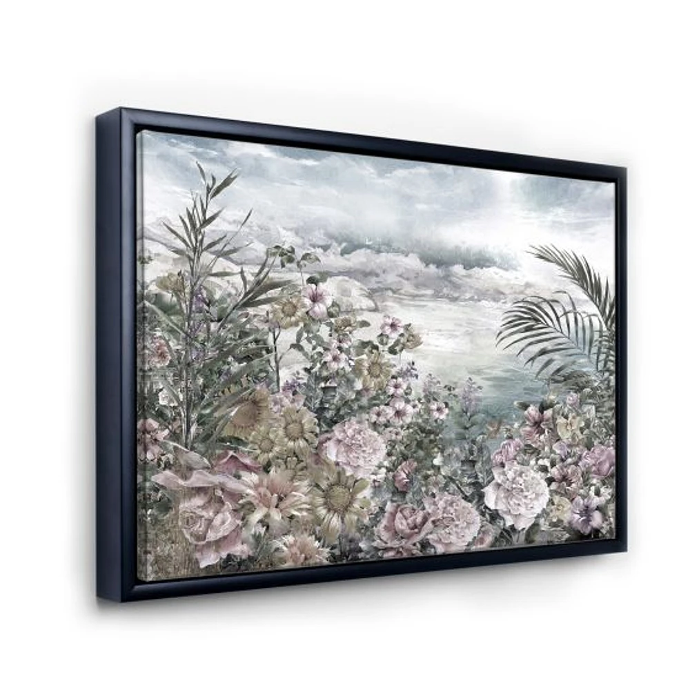 Retro Flowers by The Sea Side  Wall Art