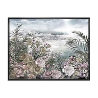 Retro Flowers by The Sea Side  Wall Art