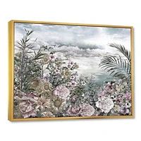 Retro Flowers by The Sea Side  Wall Art