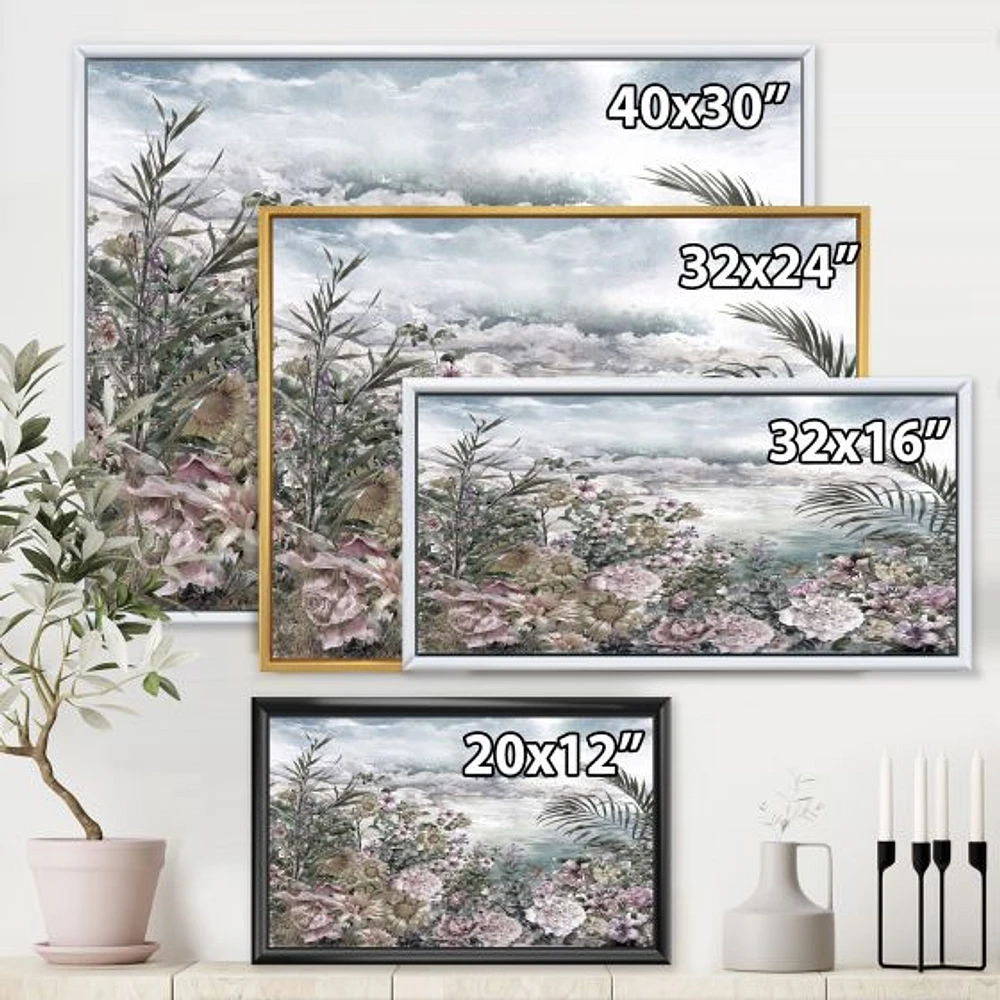 Retro Flowers by The Sea Side  Wall Art