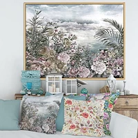 Retro Flowers by The Sea Side  Wall Art