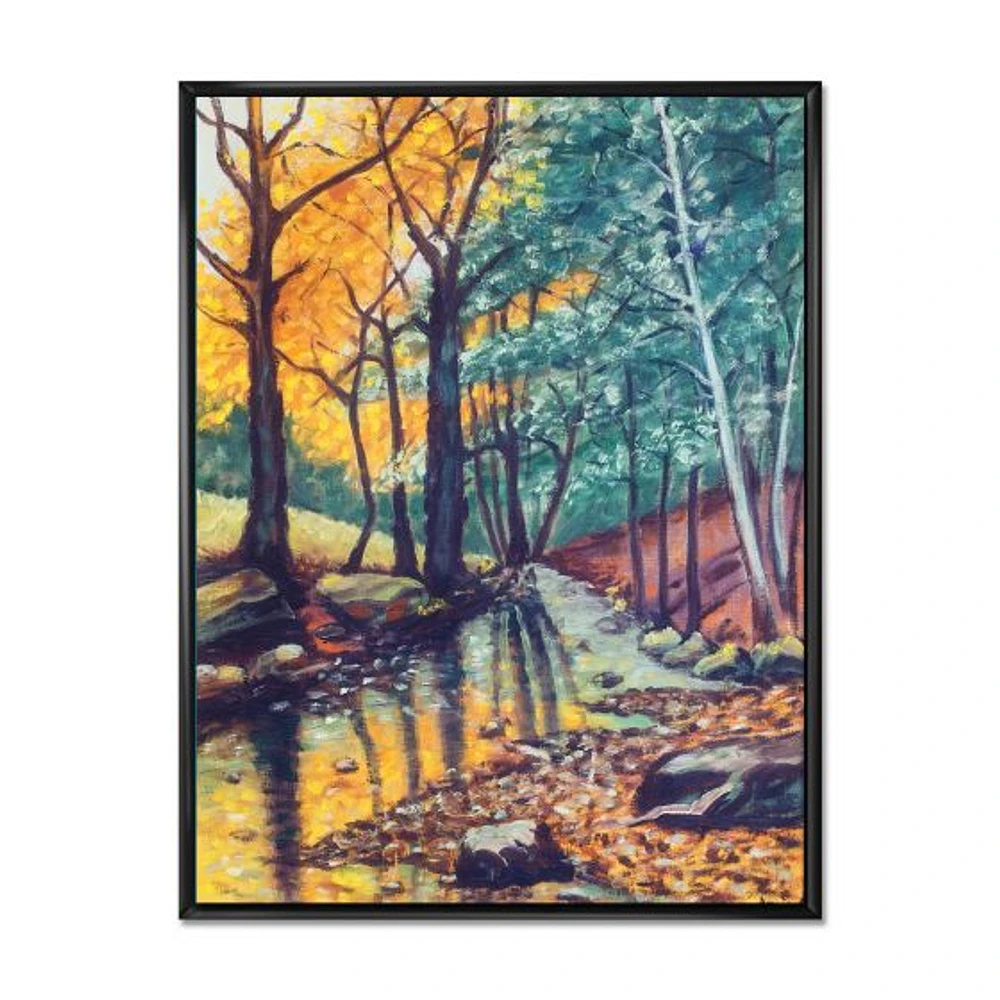 Landscape with River Autumn Forest Sunset  Wall Art