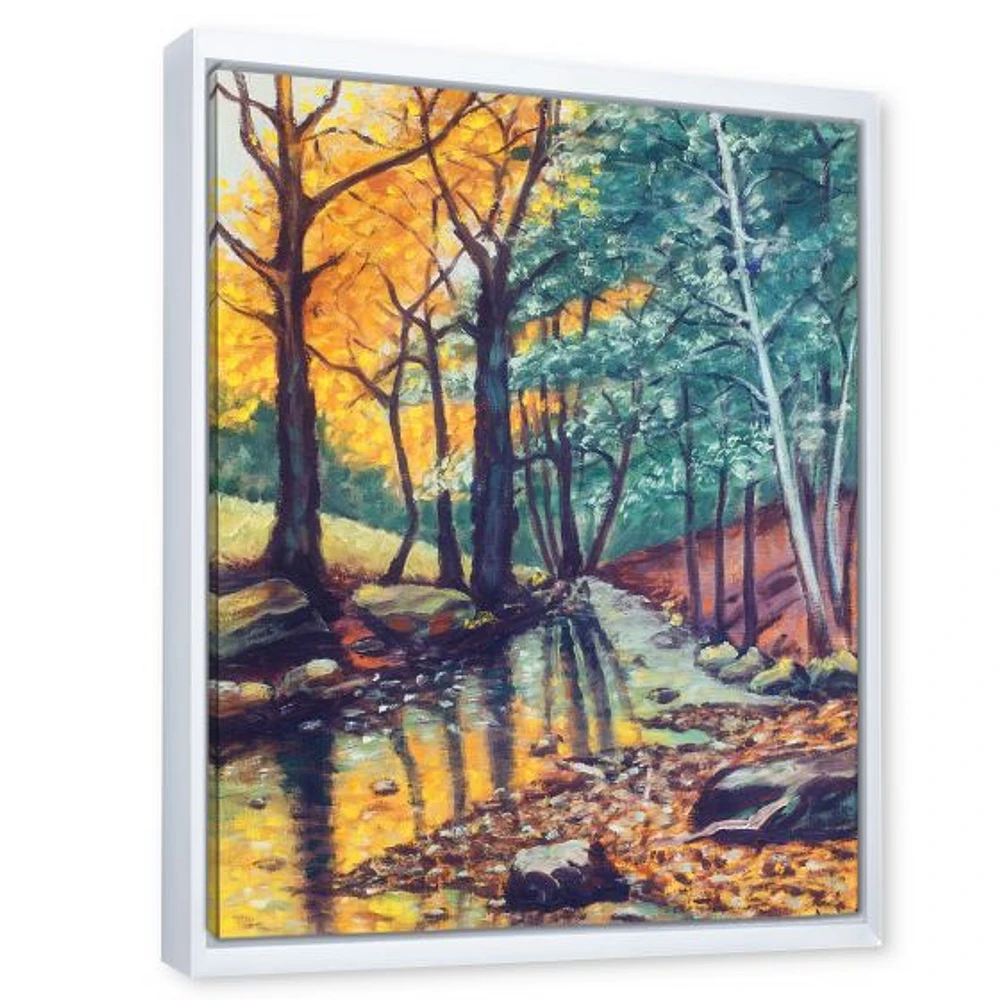 Landscape with River Autumn Forest Sunset  Wall Art