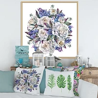 Bouquet Peonies White and Blue  Wall Art