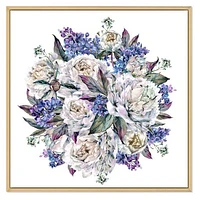 Bouquet Peonies White and Blue  Wall Art