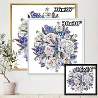 Bouquet Peonies White and Blue  Wall Art