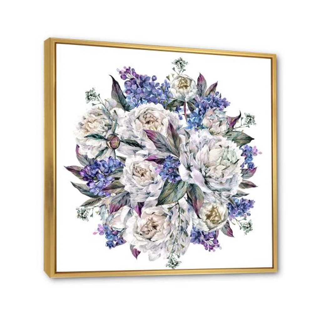 Bouquet Peonies White and Blue  Wall Art